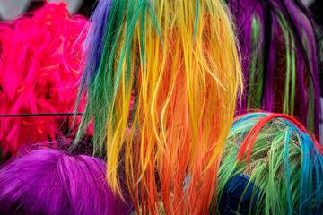 Closeup of colorful feathers on the local market in Berlin