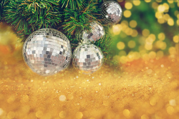 christmas background pine tree design with golden glitter new year background concept