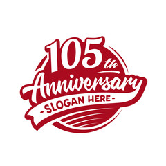 105 years anniversary design template. One hundred and five years logo. Vector and illustration. 