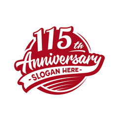 115 years anniversary design template. One hundred and fifteen years logo. Vector and illustration. 