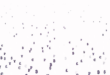 Light Pink vector pattern with symbols of currency.