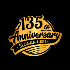 135 years anniversary design template. One hundred and thirty-five years logo. Vector and illustration. 