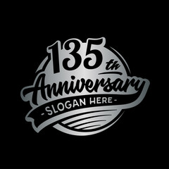 Obraz premium 135 years anniversary design template. One hundred and thirty-five years logo. Vector and illustration. 