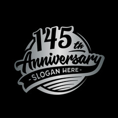145 years anniversary design template. One hundred and forty-five years logo. Vector and illustration. 