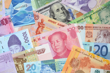 Fototapeta na wymiar Money of the different countries.