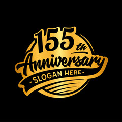 155 years anniversary design template. One hundred and fifty-five years logo. Vector and illustration. 