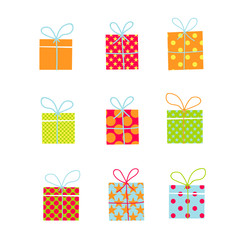 Gift, present, surprise vector simple icons set for web and mobile design