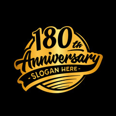 180 years anniversary design template. One hundred and eighty years logo. Vector and illustration. 