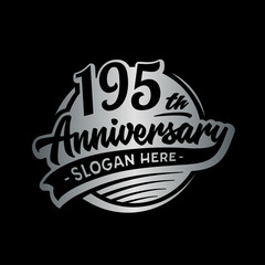 195 years anniversary design template. One hundred and ninety-five years logo. Vector and illustration. 