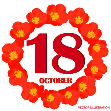 October 18 icon. For planning important day. Banner for holidays and special days. Vector Illustration.