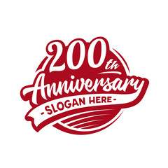 200 years anniversary design template. Two hundred years logo. Vector and illustration. 