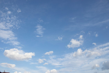 White clouds blue sky background, natural texture.
