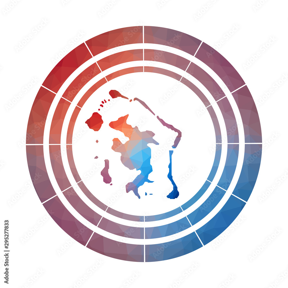 Poster bora bora badge. bright gradient logo of island in low poly style. multicolored bora bora rounded si