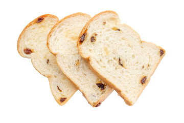 Sliced raisin bread isolated 