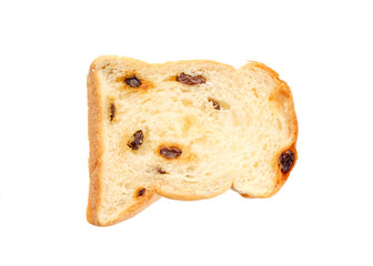 Sliced raisin bread isolated 