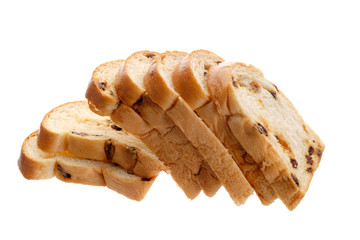 Sliced raisin bread isolated 