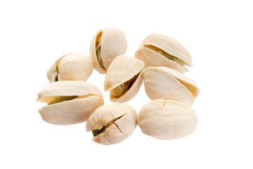 pistachios on white background