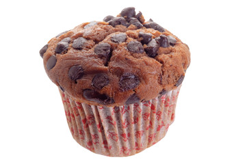 Chocolate muffin isolated on white