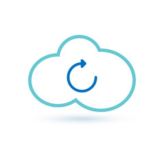 Download from the internet cloud flat line icon infographic illustration template for web, app or brochure. Vector illustration.