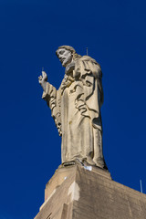 Fototapeta na wymiar Statue of Jesus on Urgull hill in San Sebastian, Spain