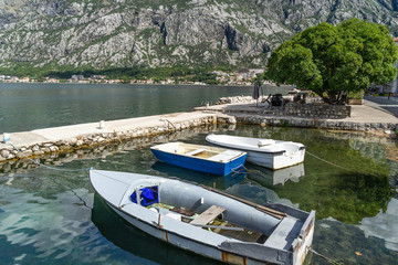 Fototapeta na wymiar Prcanj on Kotor Bay in Montenegro