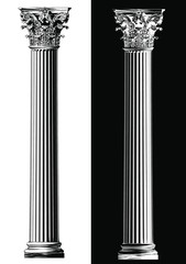 Corinthian column. Black and white sketch style