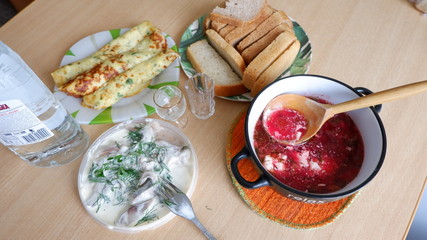 pancakes with jam and sour cream