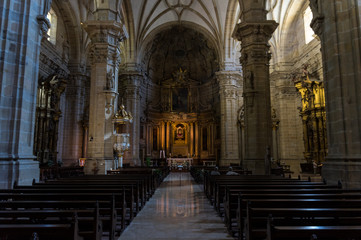 Fototapeta na wymiar Interior of ancient gothic cathedral in Spain