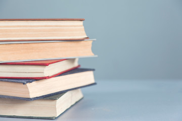 books on gray background