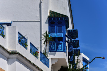 buildings and streets in white and blue in the Andalusian style