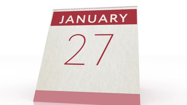January 27 date. calendar change to January 27 animation