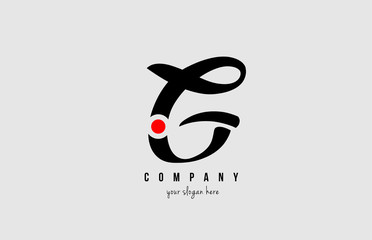 G black and white alphabet letter with red circle for  company logo icon design