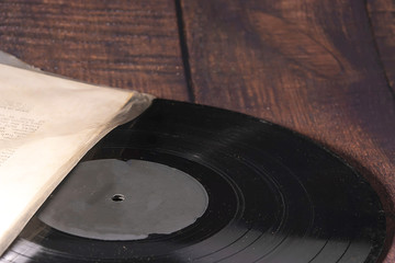 Vintage record player with retro vinyl disc