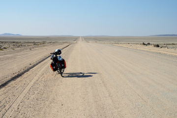 Long distance cycling in the Namib Naukluft National Park, Namibia