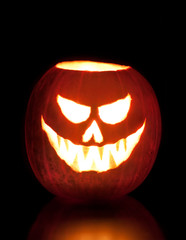 Scary lighted Jack O´Lantern halloween pumpkin