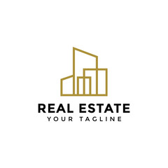 Abstract Simple Elegant Real Estate Logo Line Design Template