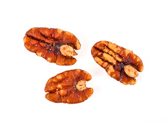 pecan nuts isolated on white background