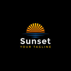 Sunset Beach Logo Design Template