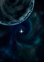 Deep Space Nebula Illustration in faraway galaxy