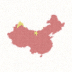 Map of China. Mosaic style map with flag of China. Decent vector illustration.