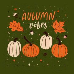 Autumn vibes - card with pumpkins.