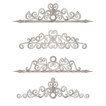 Watercolor decorative elements in vintage style.