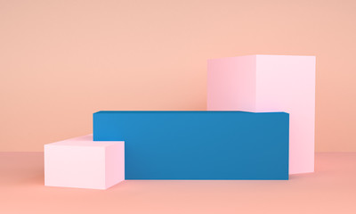 Geometric shape scene Minimal style,  3d rendering.