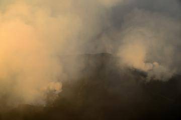 Fototapeta na wymiar Smoke escaping from volcanic crater, Volcano Stromboli, Aeolian Islands, Sicily, Italy
