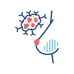 Breast cancer line color icon. Human organ concept. Malignant neoplasm. Sign for web page, mobile app, button, logo.