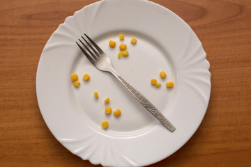 plate, fork, knife, food, white, table, dinner, empty, silverware, dish, spoon, cutlery, meal, kitchen, dishware, lunch, utensil, diet, setting, restaurant, isolated, breakfast, dining, dirty, wooden