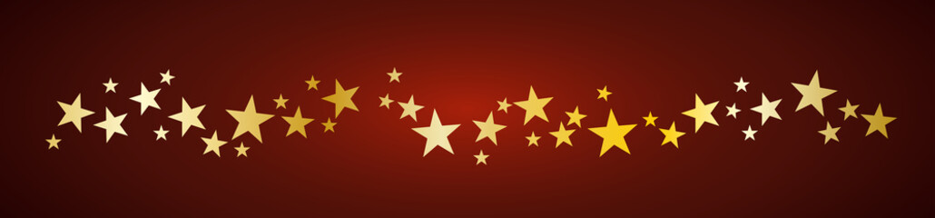 Christmas vector header. Golden stars on red background