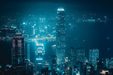Obraz premium Hong Kong building and architecture at night
