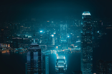 Fototapeta na wymiar Hong Kong building and architecture at night