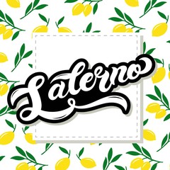 Salerno. The name of Italian town on the Amalfi coast. Hand drawn lettering. Vector illustration. Best for souvenir products.